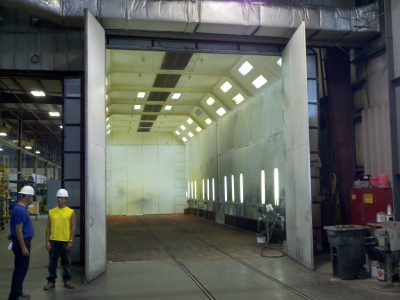 22ft x 18ft x 77ft lg heated down draft paint booth